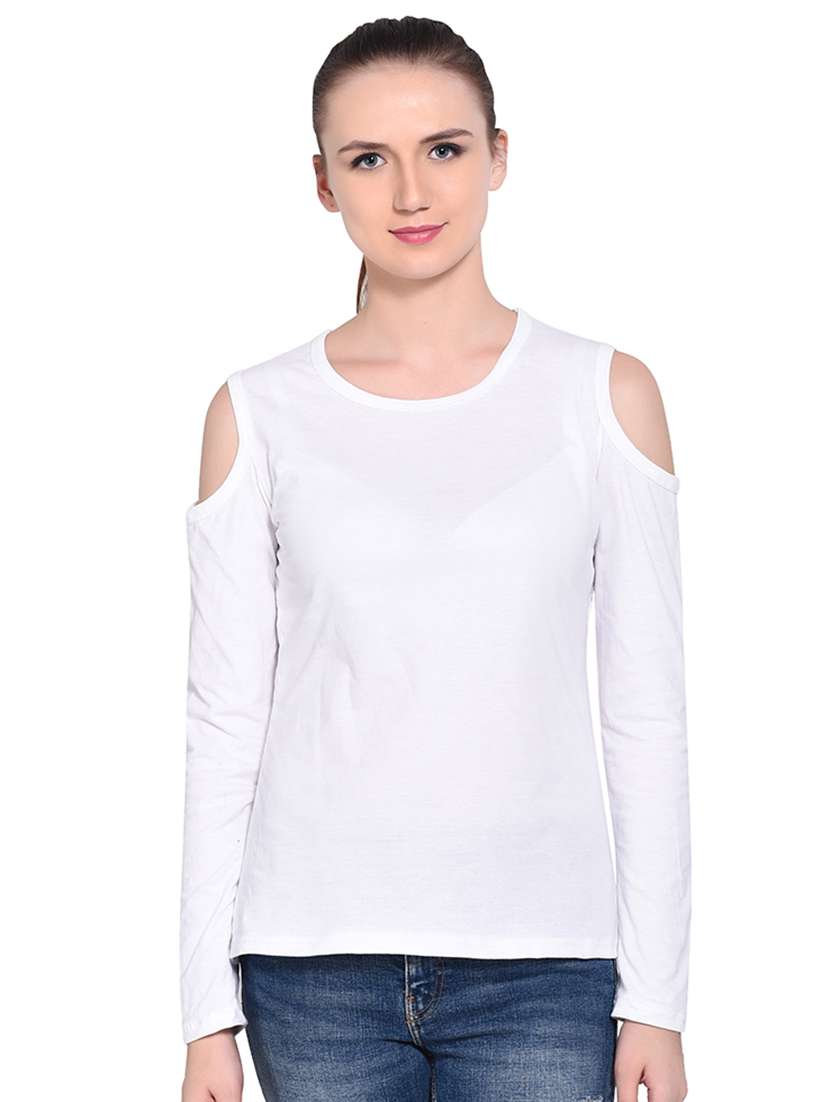 cold shoulder solid top - 16331287 - Zoom Image - 0