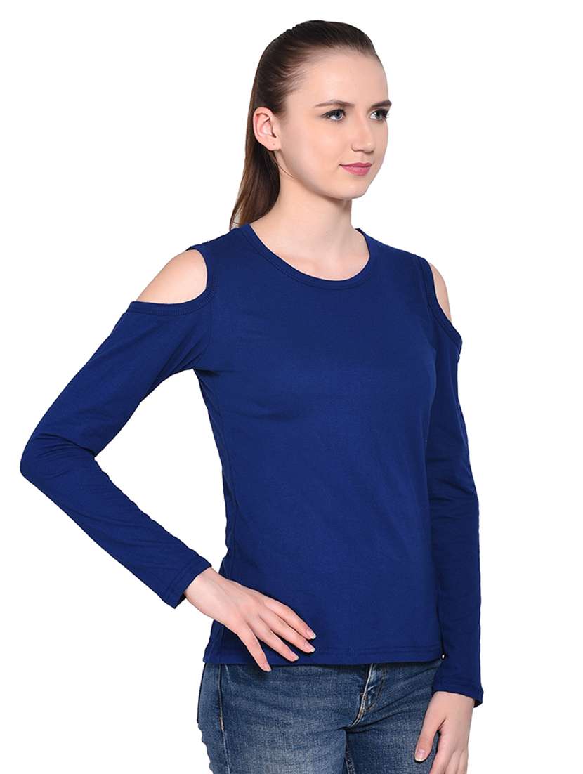 cold shoulder solid top - 16331288 - Standard Image - 1