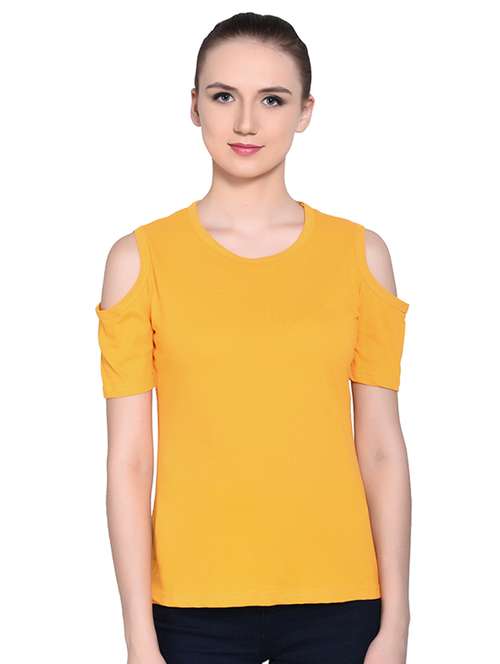 cold shoulder solid top - 16331292 - Standard Image - 0