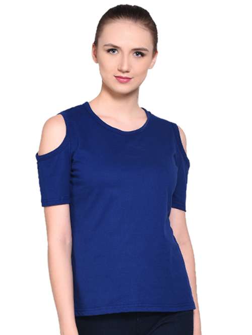 cold shoulder solid top - 16331293 - Standard Image - 0