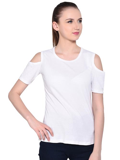 cold shoulder solid top - 16331295 - Standard Image - 0