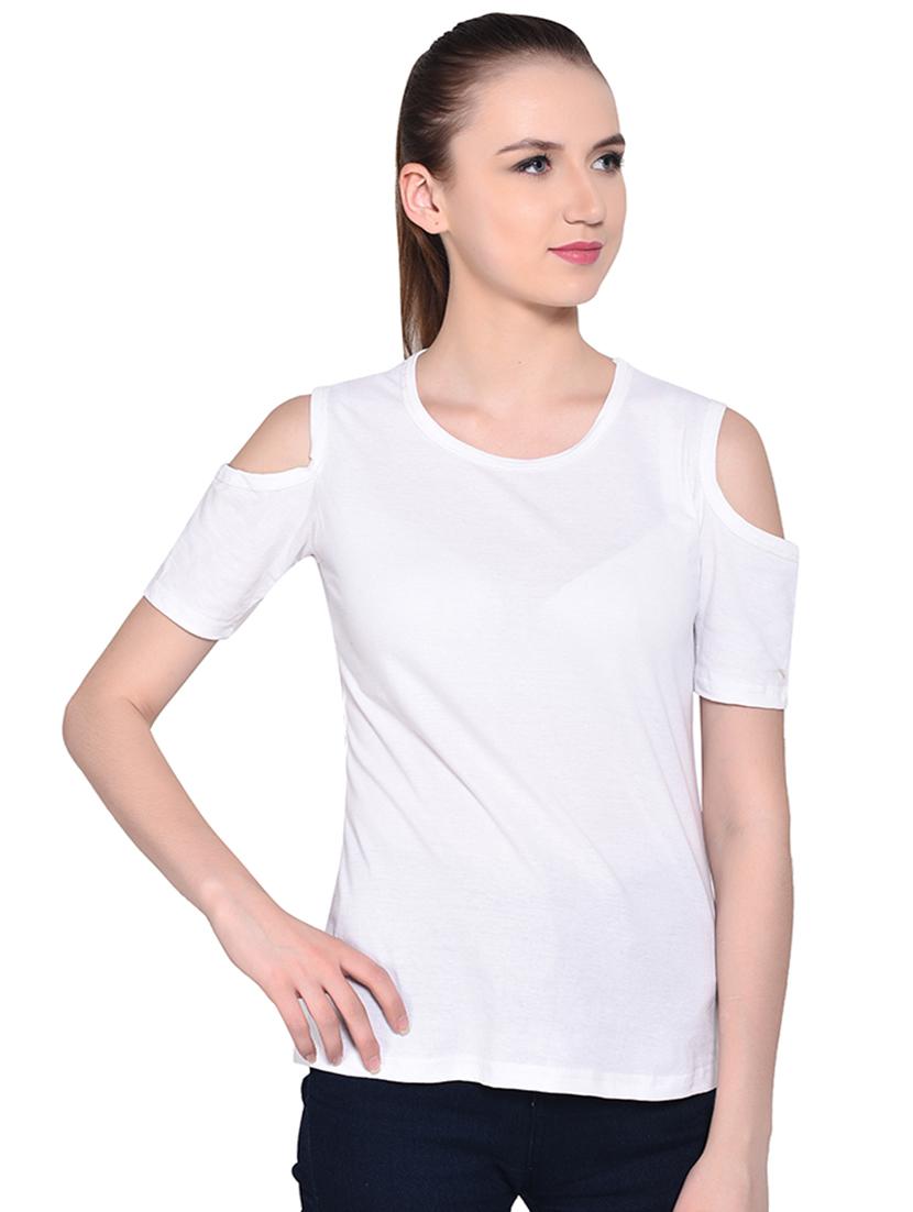 cold shoulder solid top - 16331295 - Zoom Image - 0