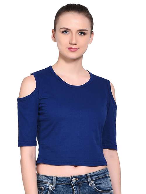 women's crop round neck top - 16331304 -  Standard Image - 0