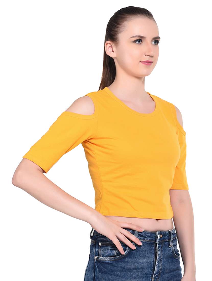 women's crop round neck top - 16331305 -  Standard Image - 1