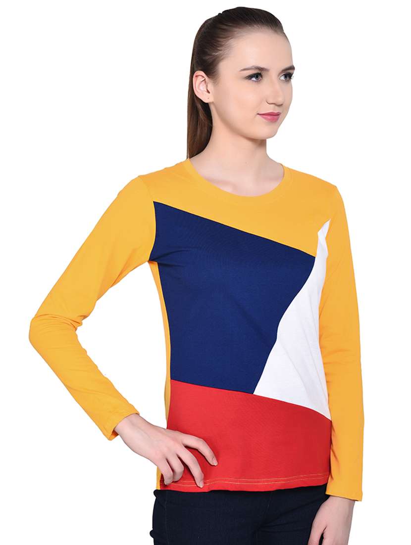 color block long sleeved top - 16331311 -  Standard Image - 1