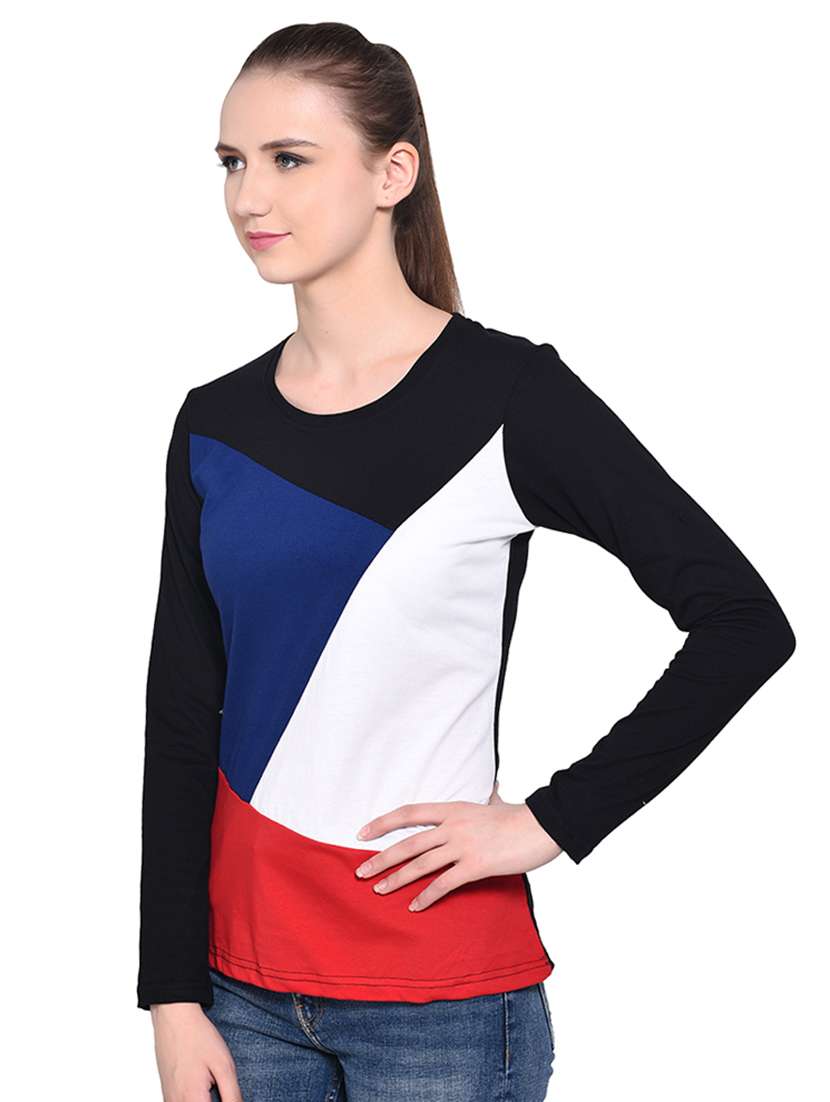 color block long sleeved top - 16331313 - Standard Image - 1