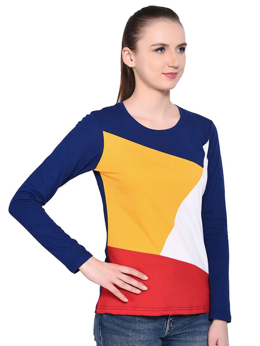 color block long sleeved top - 16331314 - Standard Image - 1