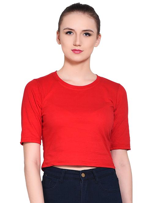 women's crop round neck top - 16331319 - Standard Image - 0