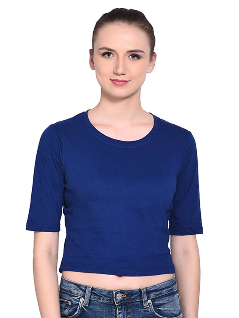 women's crop round neck top - 16331321 - Zoom Image - 0