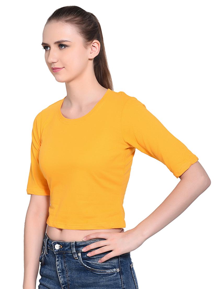 women's crop round neck top - 16331323 - Standard Image - 1
