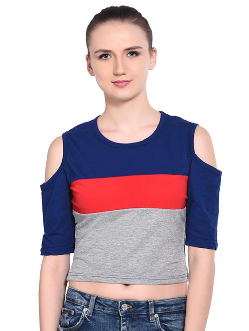 women's crop round neck top - 16331332 - Standard Image - 0