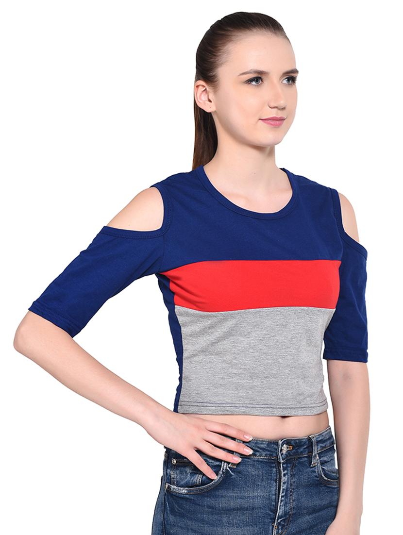 women's crop round neck top - 16331332 - Standard Image - 1