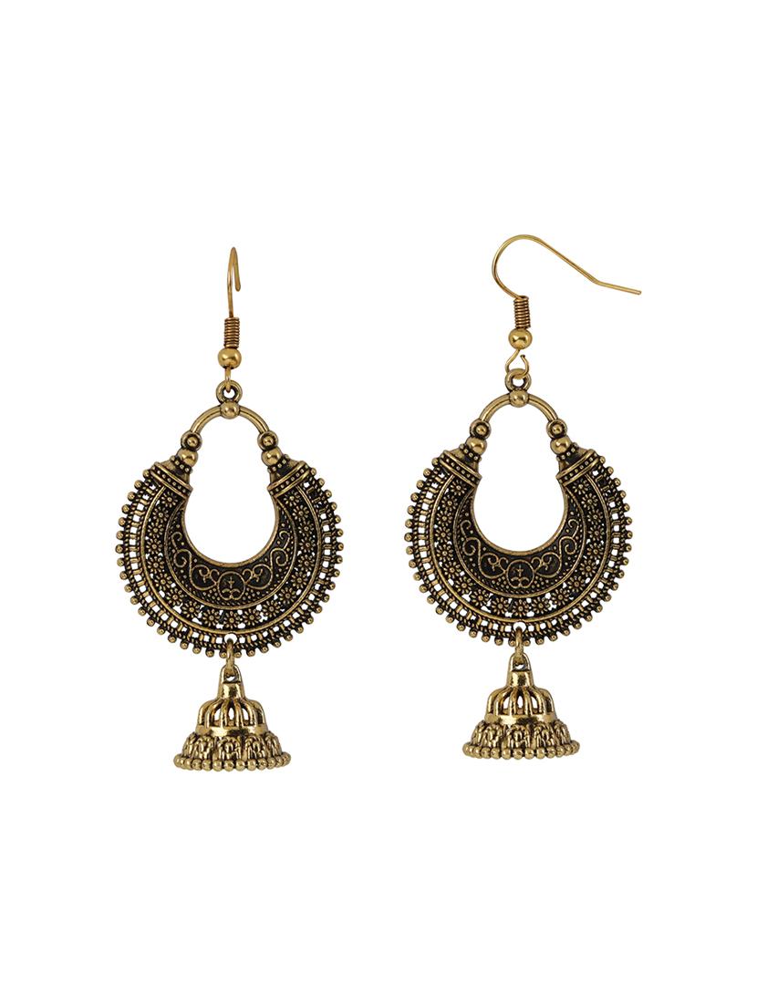gold metal drop earring - 16331397 - Standard Image - 1