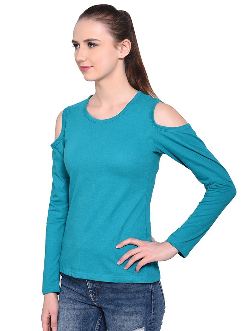 cold shoulder solid top - 16331402 - Standard Image - 1