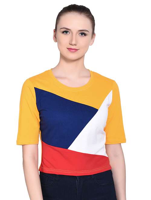 color block crop top - 16331413 -  Standard Image - 0