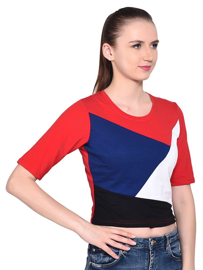 color block short sleeved top - 16331417 -  Standard Image - 1