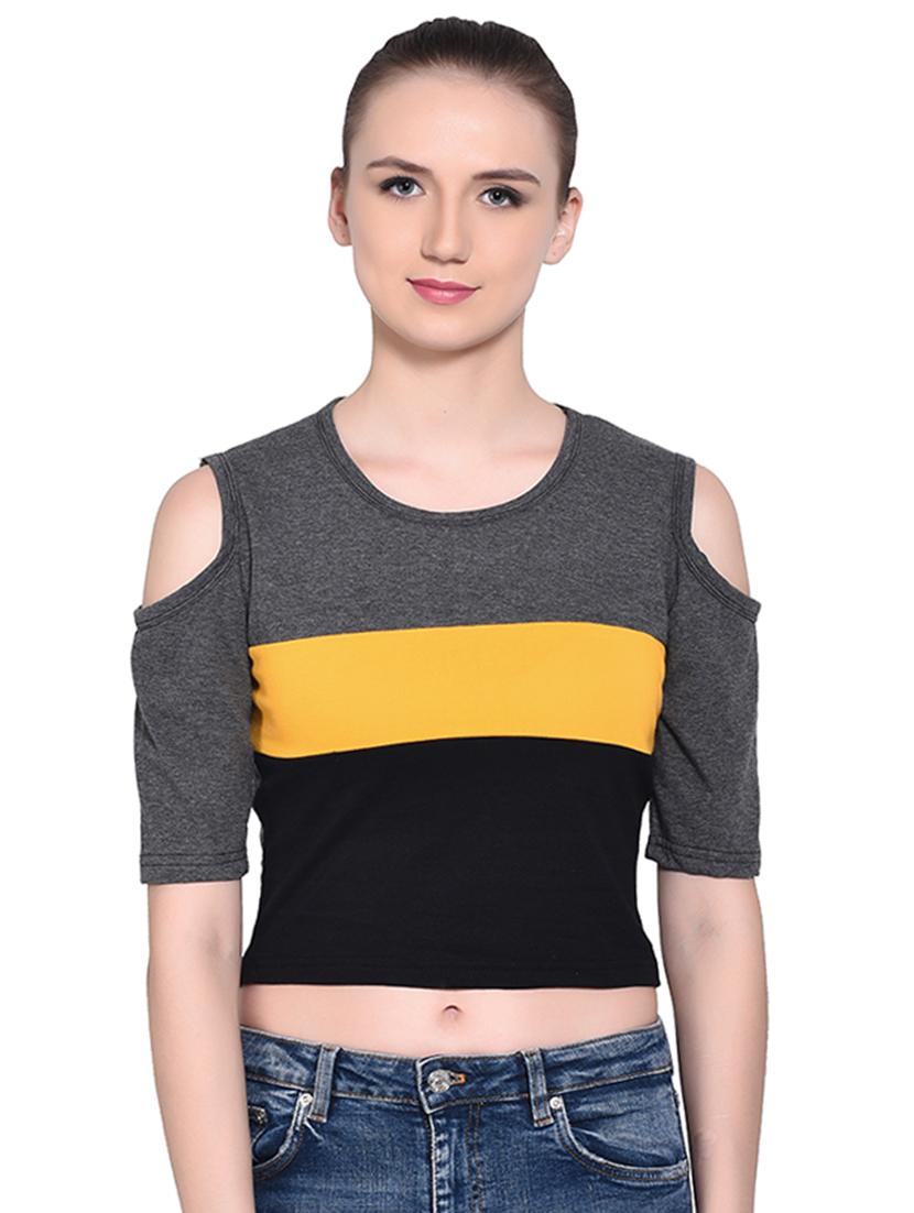 women's crop round neck top - 16331426 - Zoom Image - 0