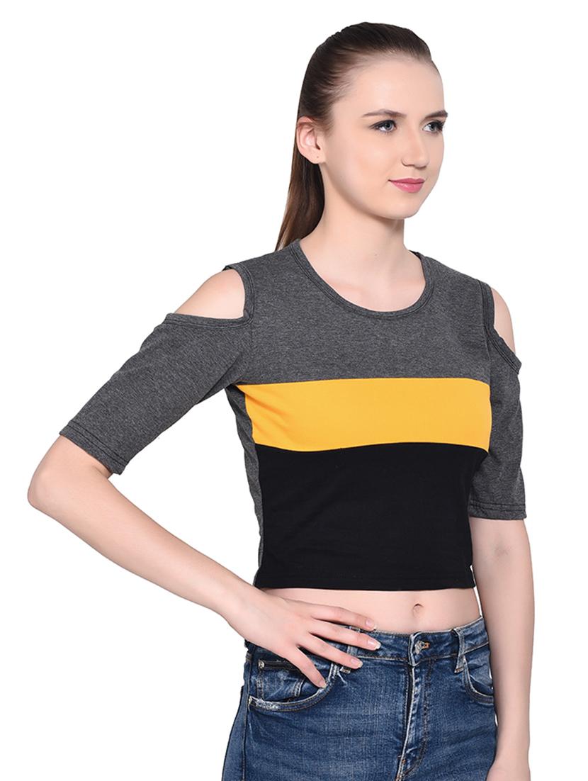women's crop round neck top - 16331426 -  Standard Image - 1