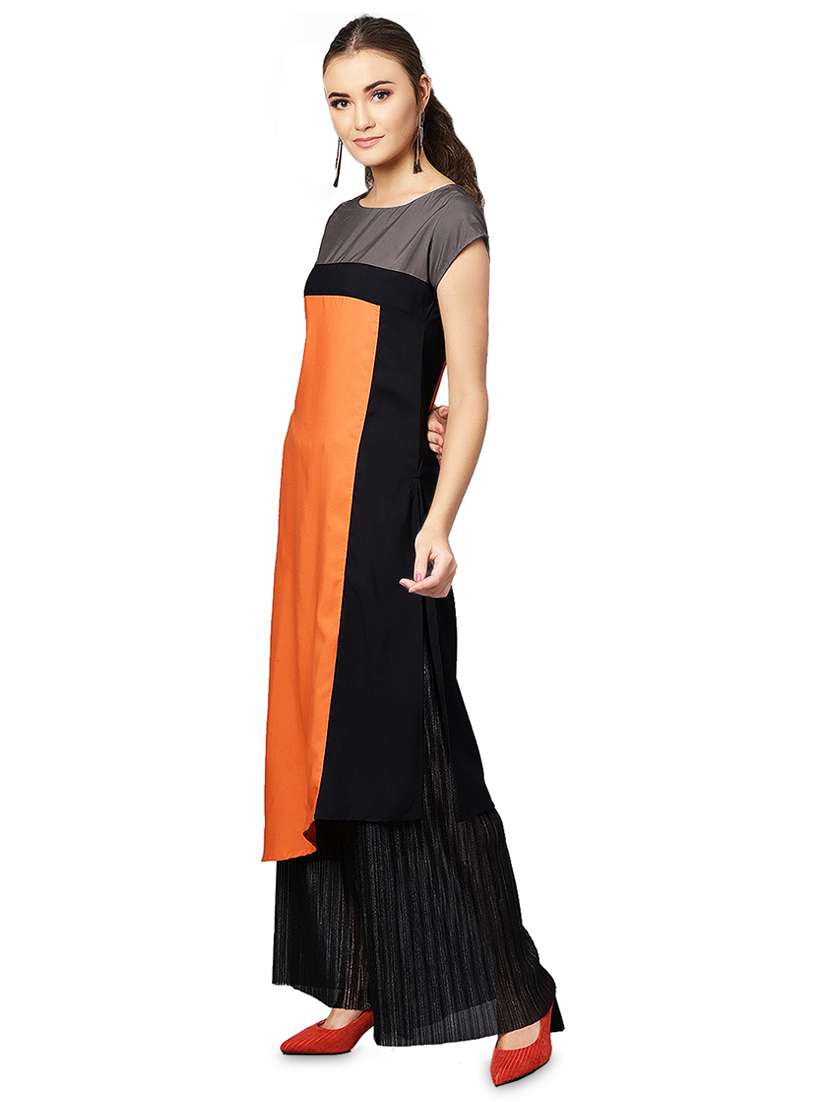 color block asymmetric kurta - 16331525 -  Standard Image - 1