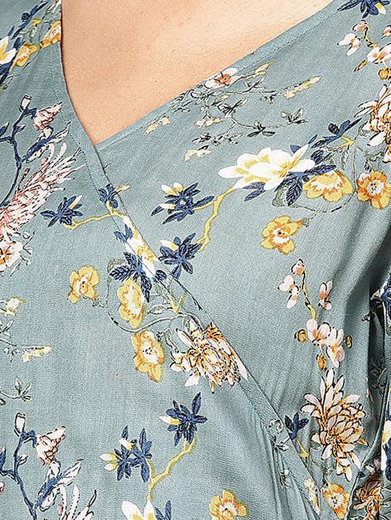 floral printed angrakha kurta - 16331533 - Standard Image - 4