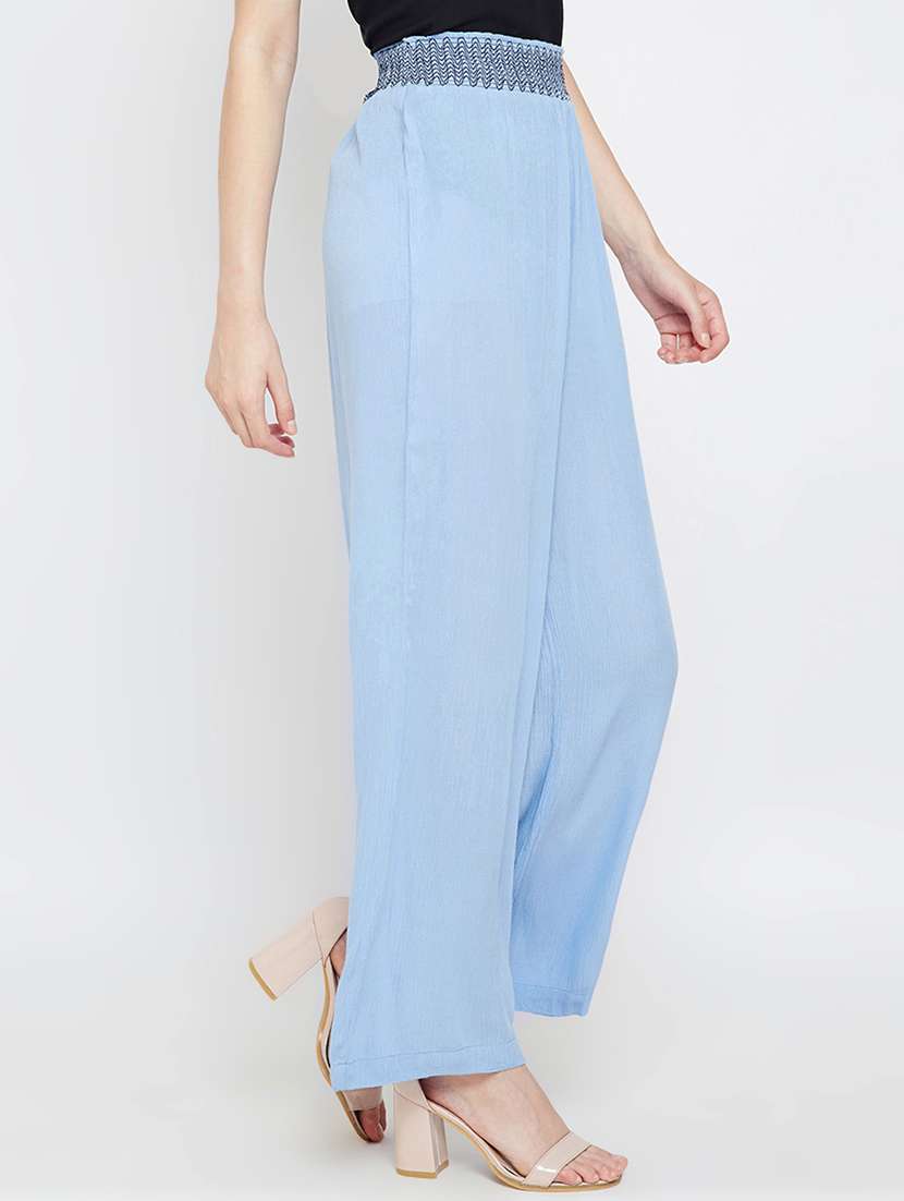 smocked waist high rise palazzo - 16332795 -  Standard Image - 1