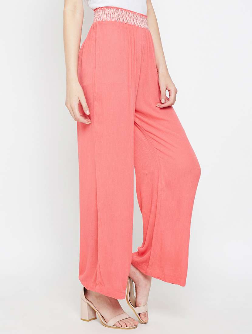 smocked waist high rise palazzo - 16332800 -  Standard Image - 1