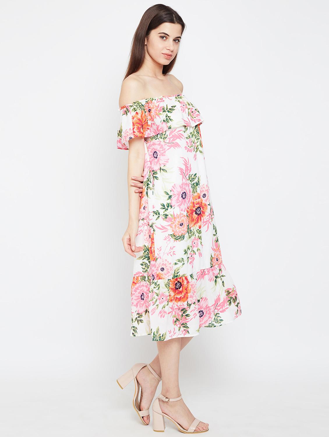ruffle detail floral shift dress - 16332844 - Standard Image - 1