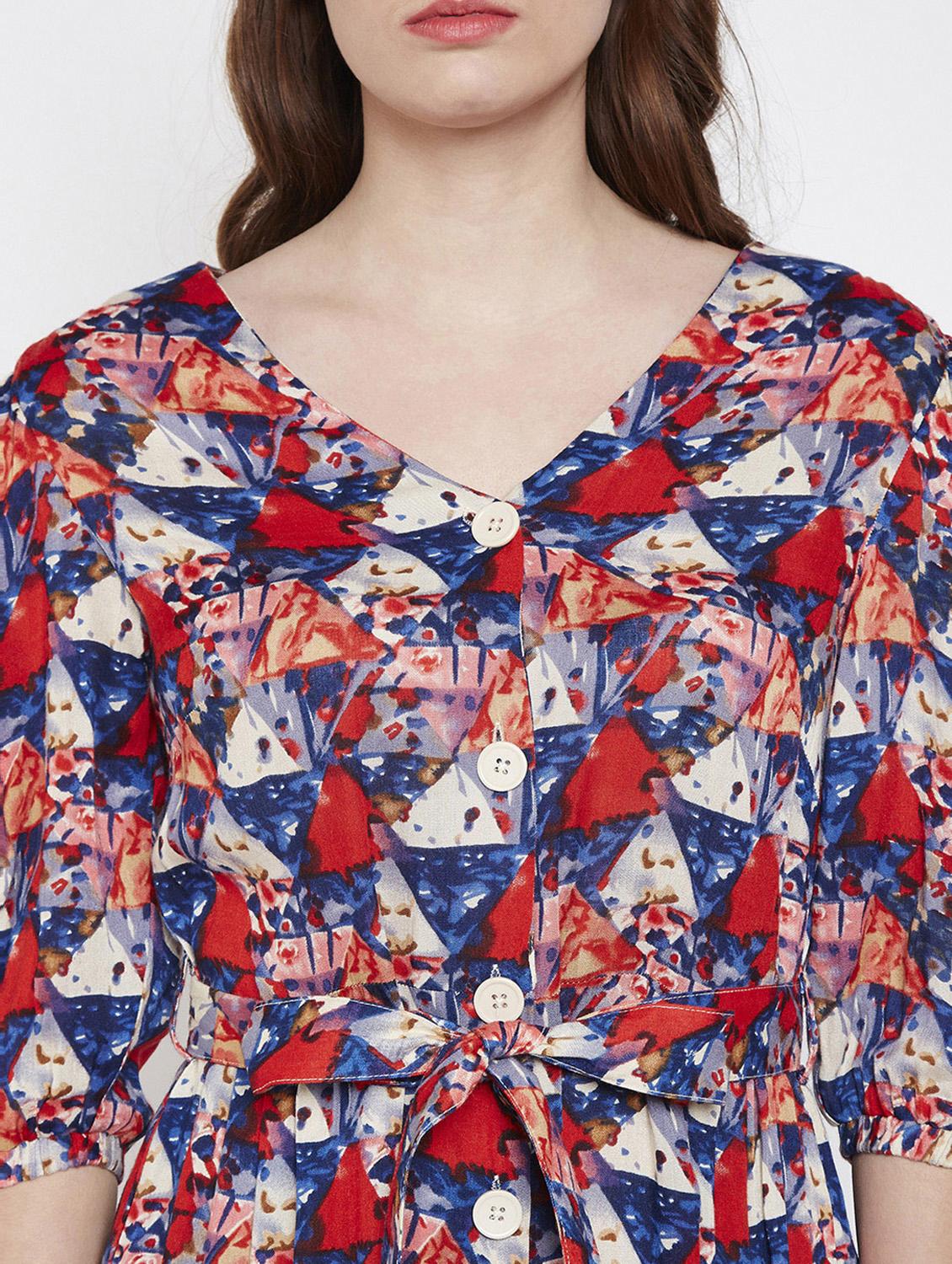 tie front button up aline dress - 16332847 - Standard Image - 4