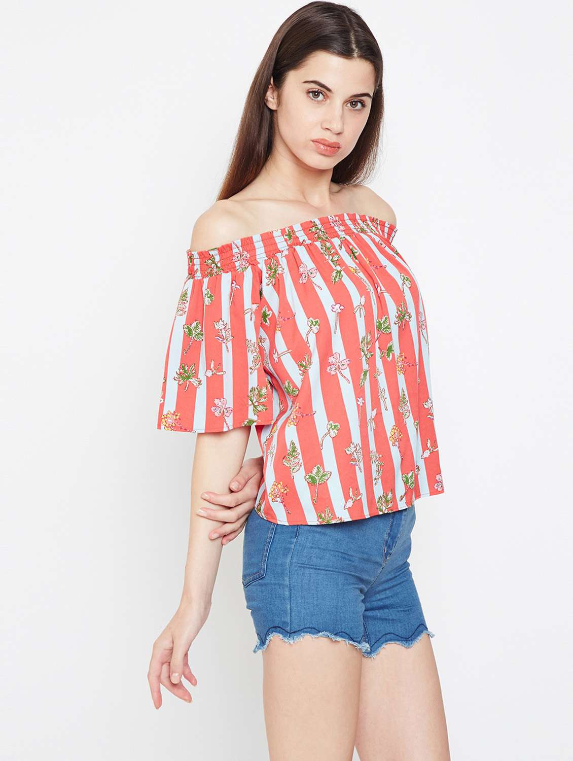 smocked off shoulder top - 16333067 -  Standard Image - 1