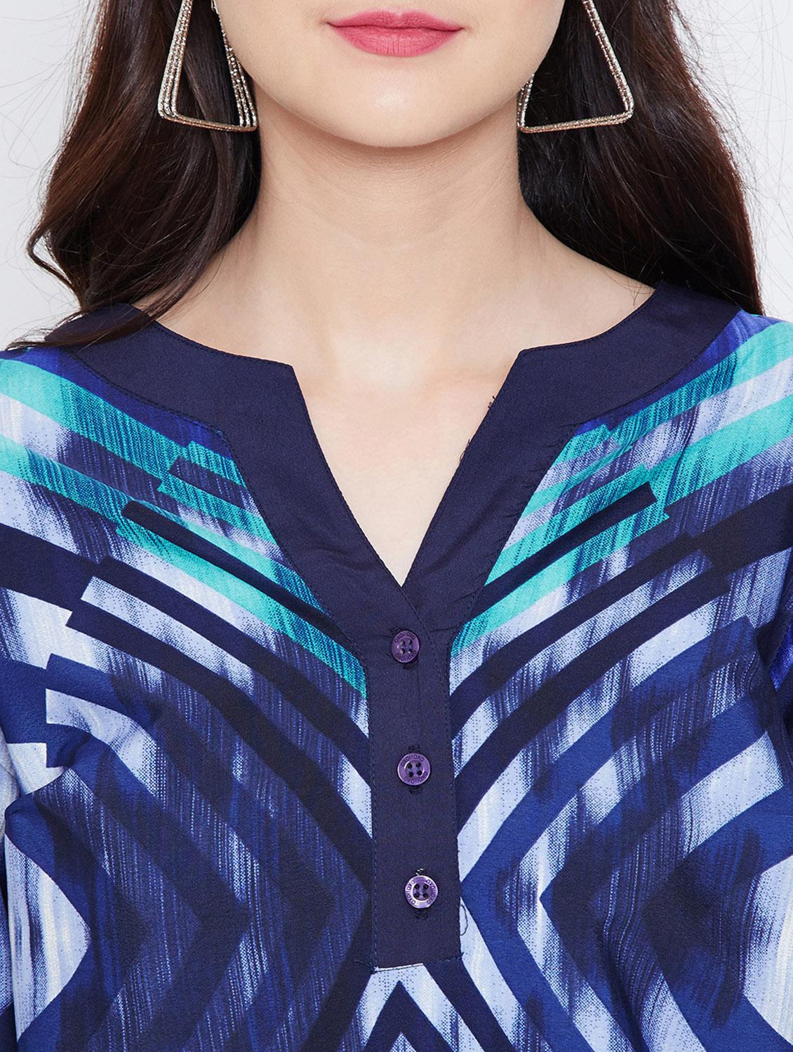 notch neck button detail tunic - 16333085 - Standard Image - 4