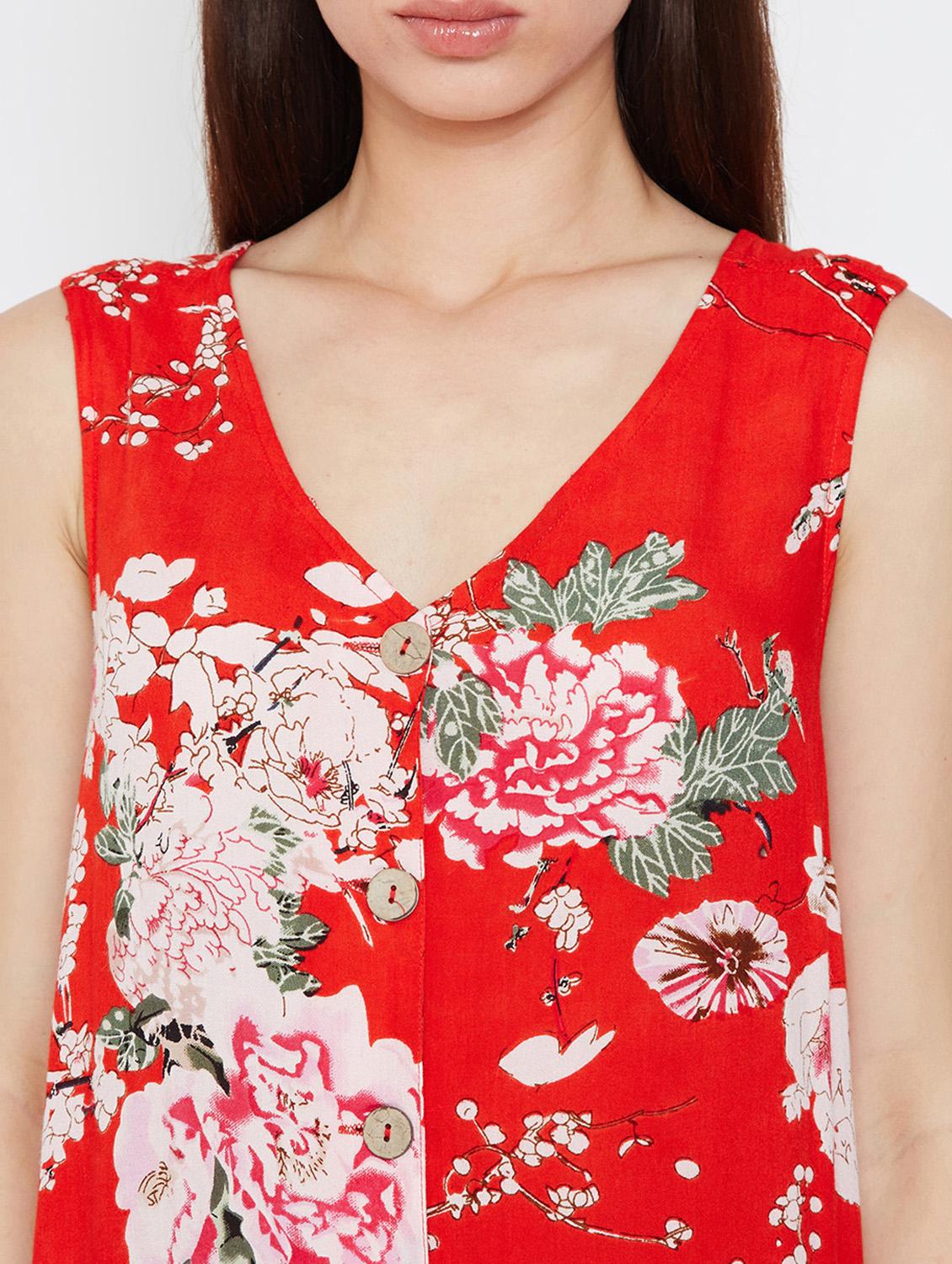 button detail floral jumpsuit - 16333105 - Standard Image - 4