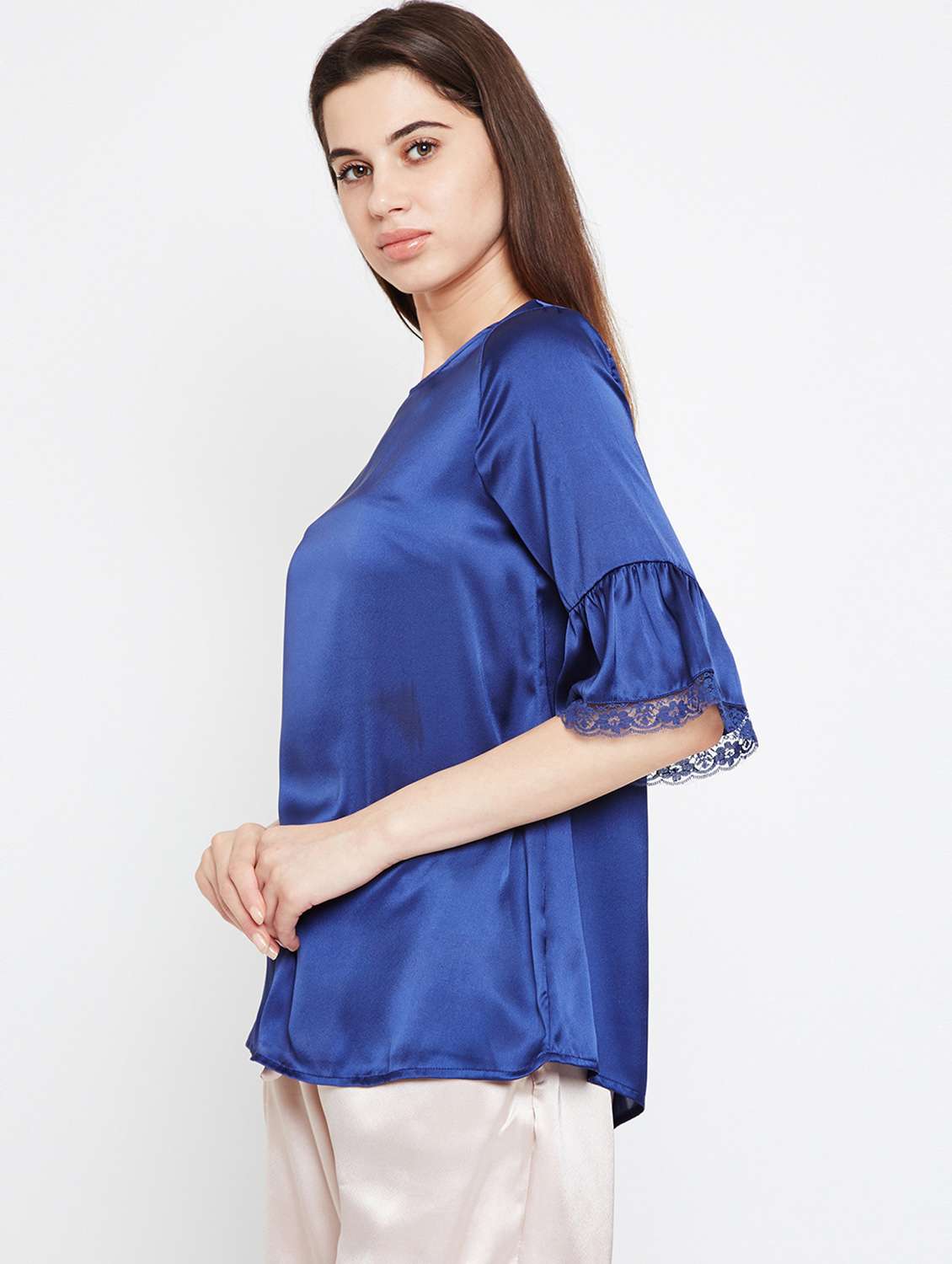 lace trim bell sleeved top - 16333157 -  Standard Image - 1