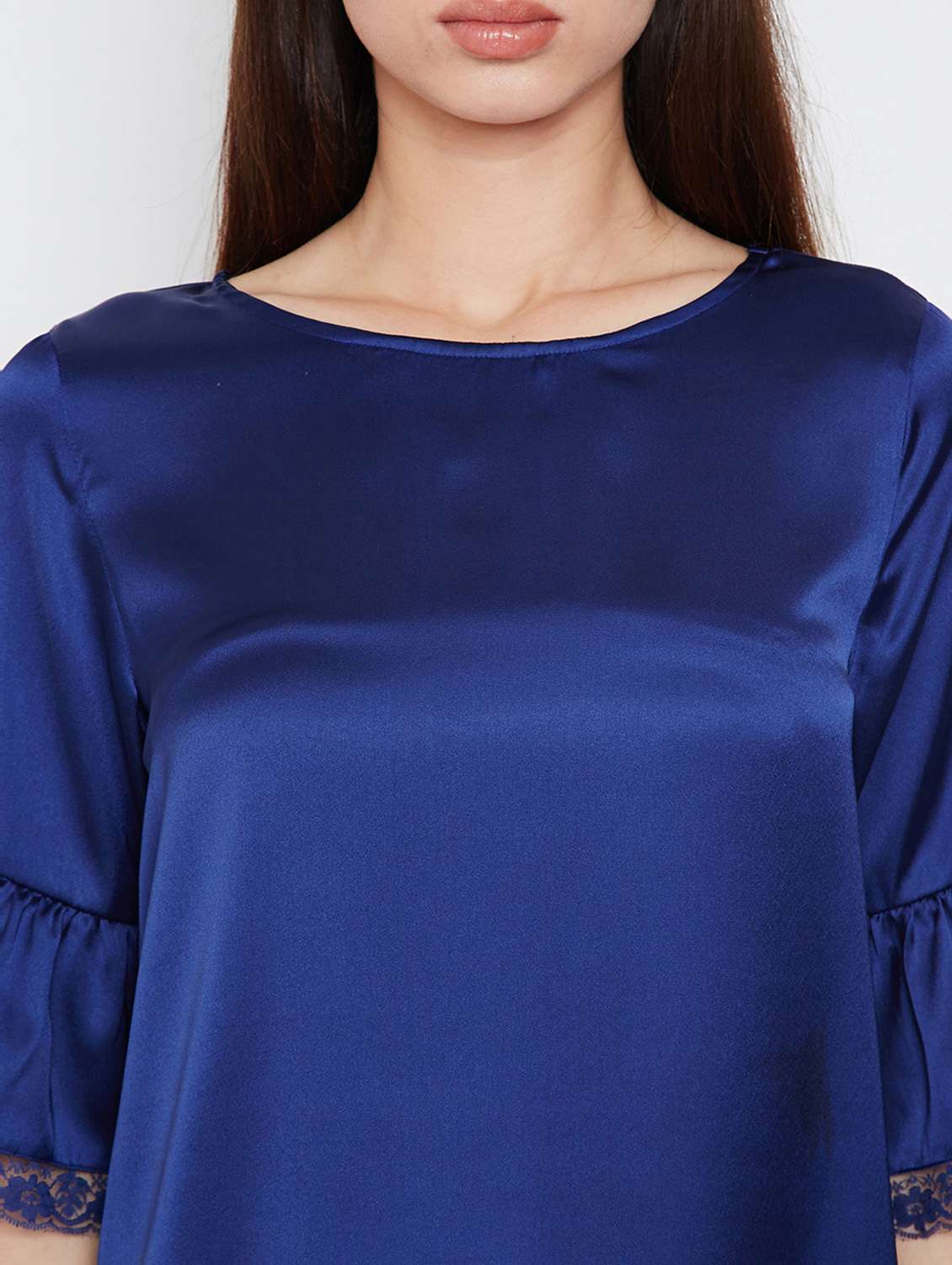 lace trim bell sleeved top - 16333157 - Standard Image - 4