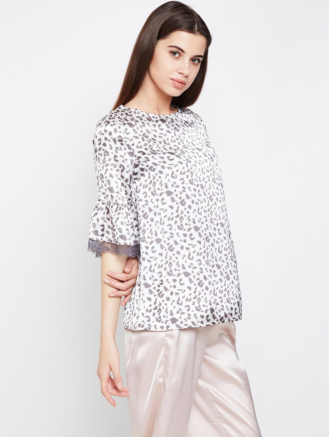 lace trim bell sleeved top - 16333158 - Standard Image - 1