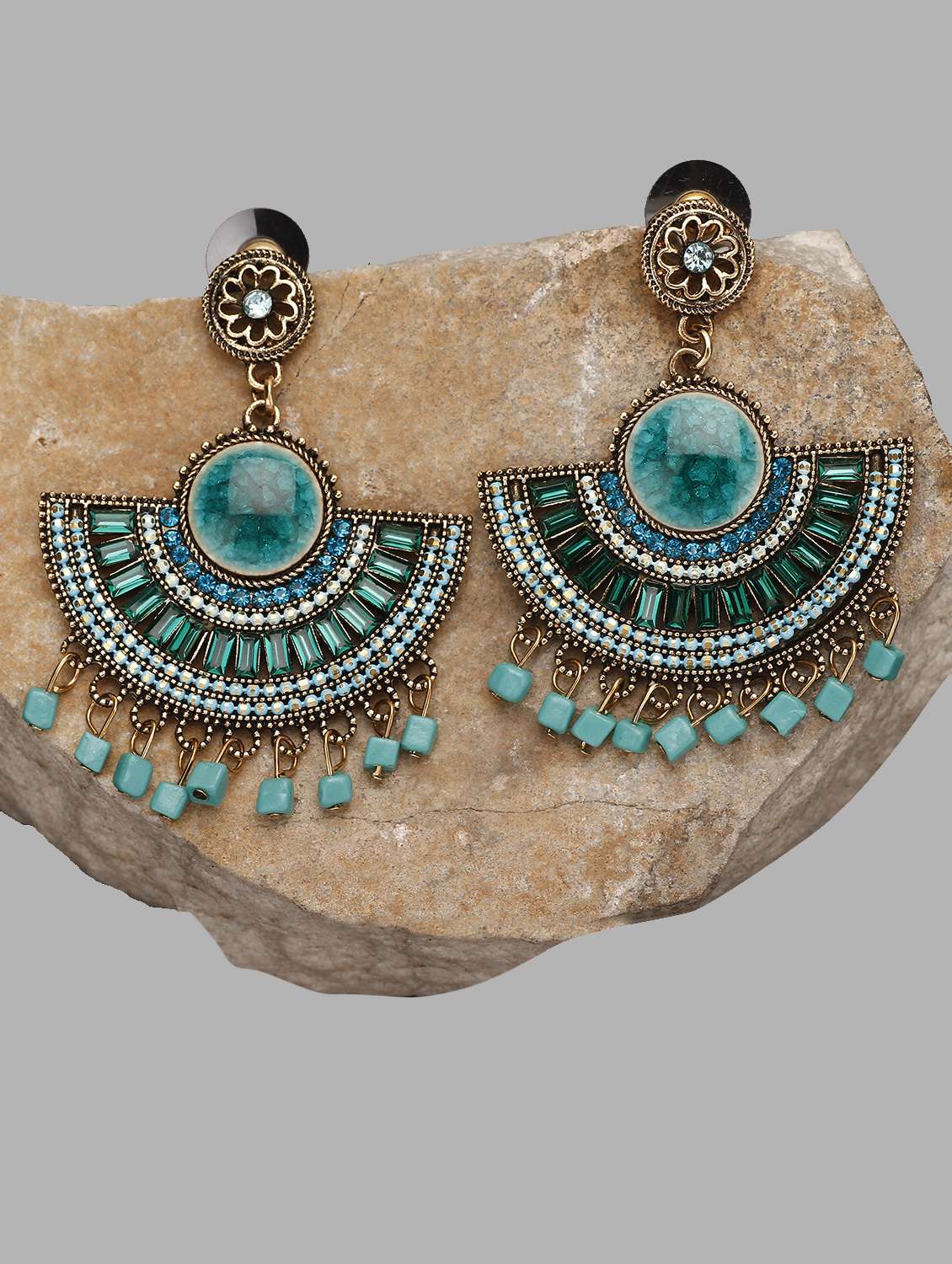 blue zinc drop earring