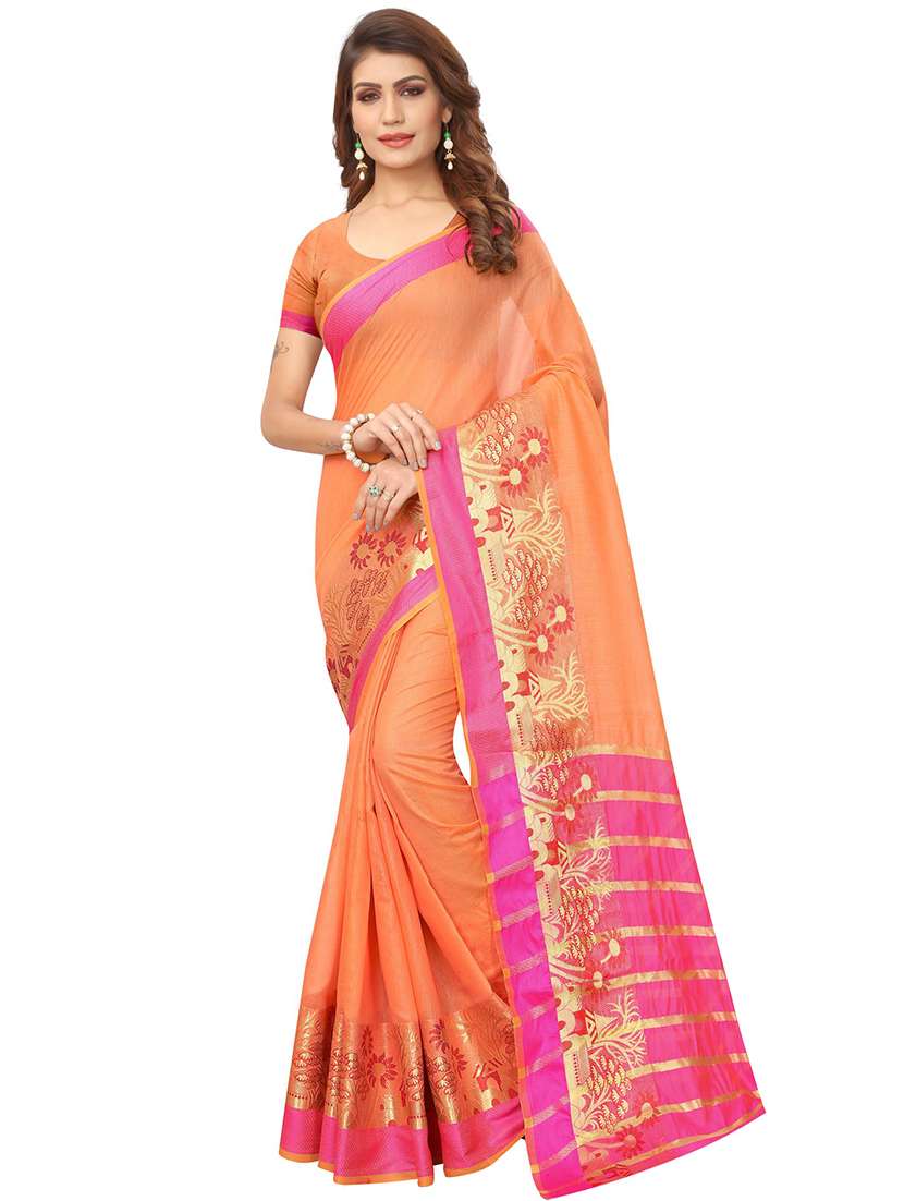 solid woven saree with blouse