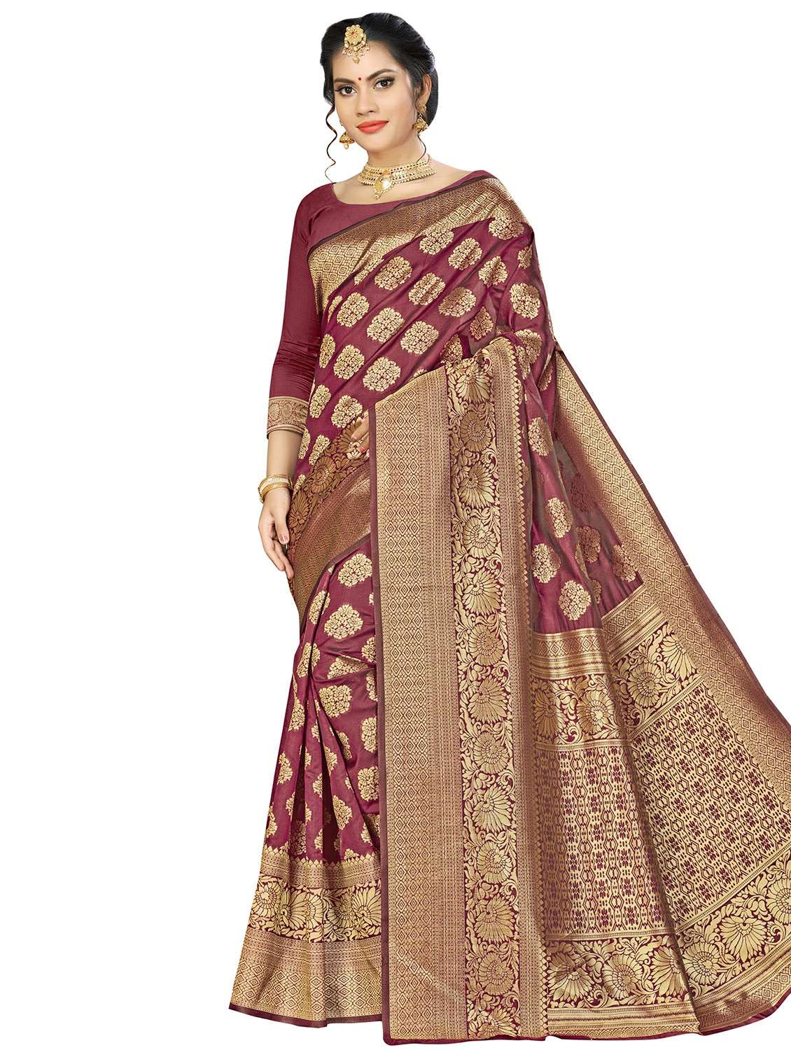 floral banarasi saree with blouse