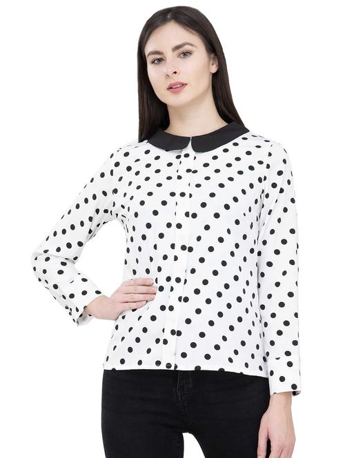 peter pan collar polka dot top - 16335312 -  Standard Image - 0