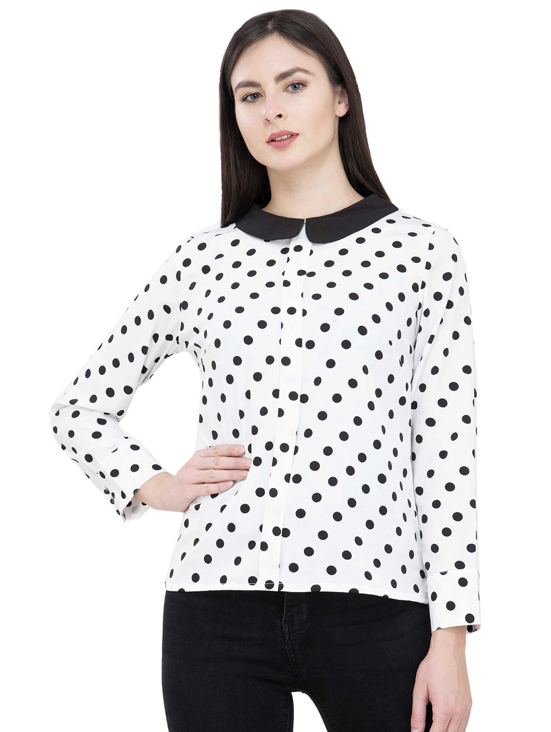 peter pan collar polka dot top - 16335312 -  Zoom Image - 0