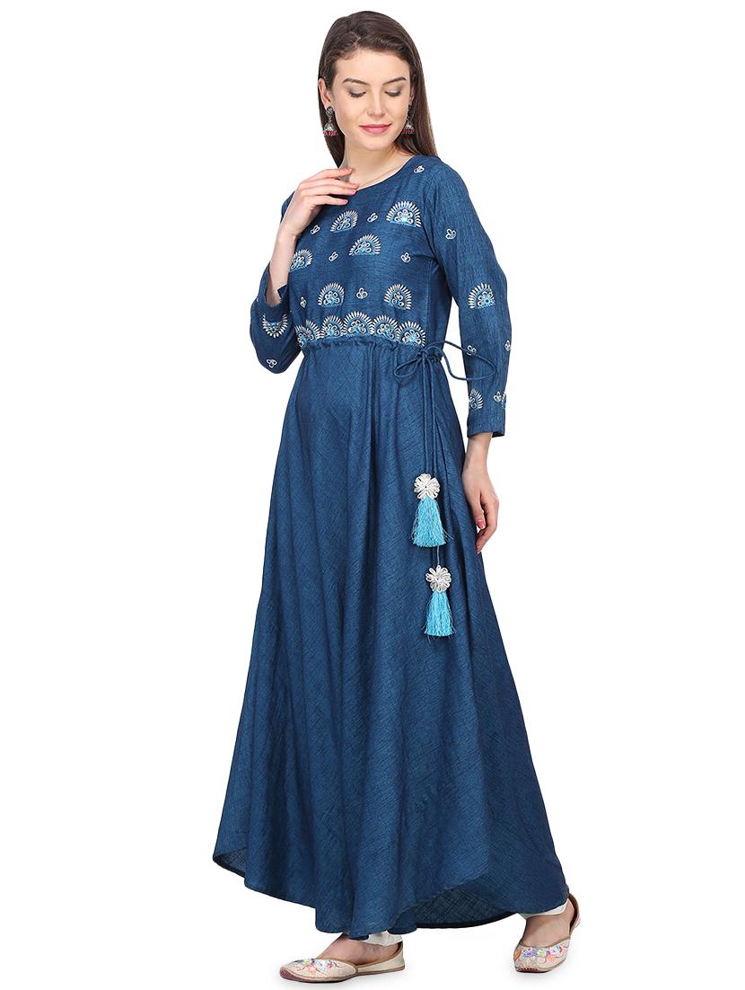 embroidered flared kurta - 16335331 -  Standard Image - 1