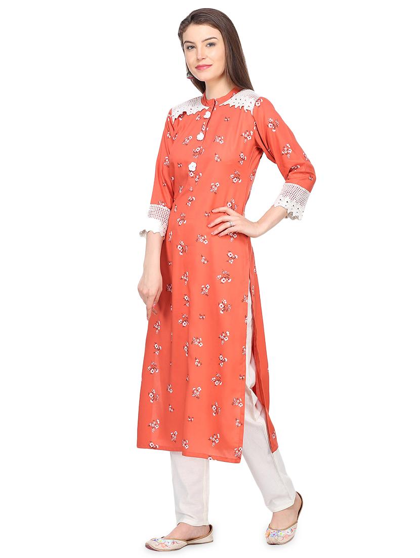 floral printed straight kurta - 16335335 - Standard Image - 1