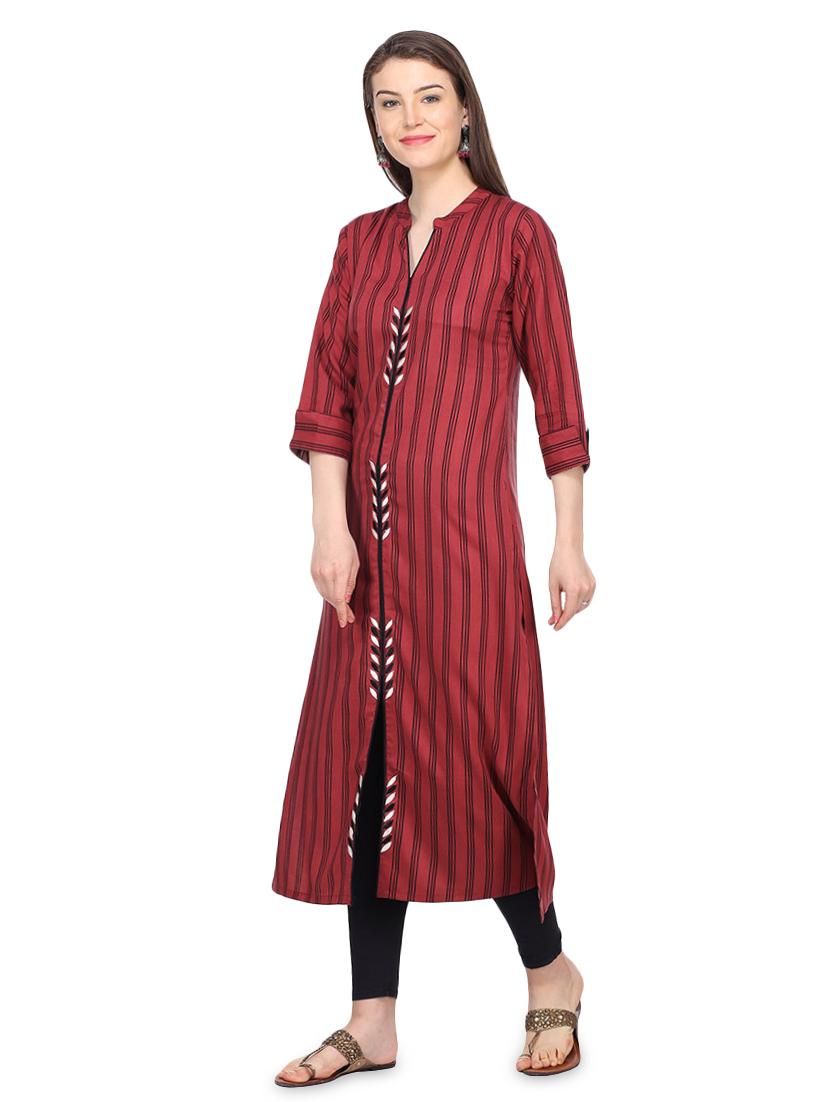 striped printed a-line kurta - 16335336 - Standard Image - 1