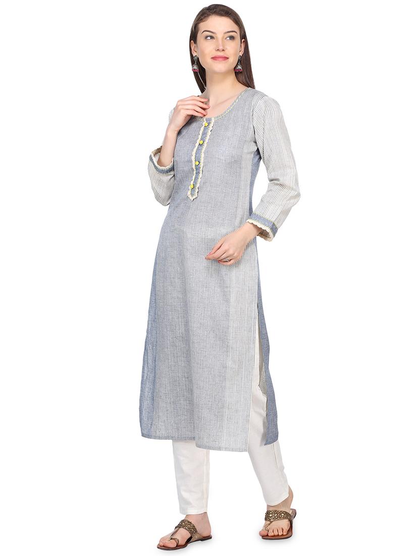 striped printed straight kurta - 16335345 -  Standard Image - 1