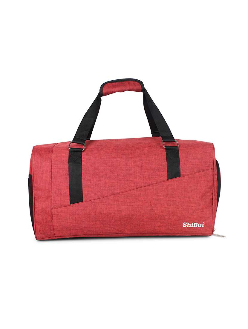 red polyester dufflebag