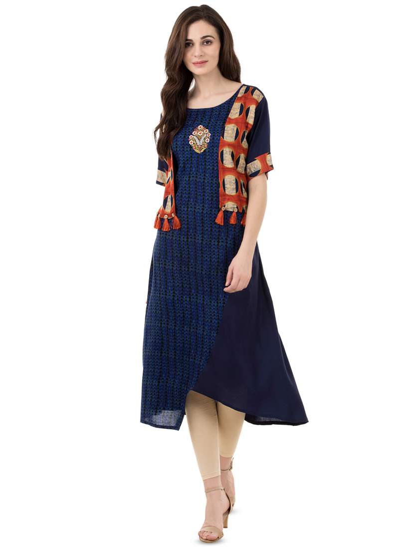 placement embroidery asymmetrical kurta