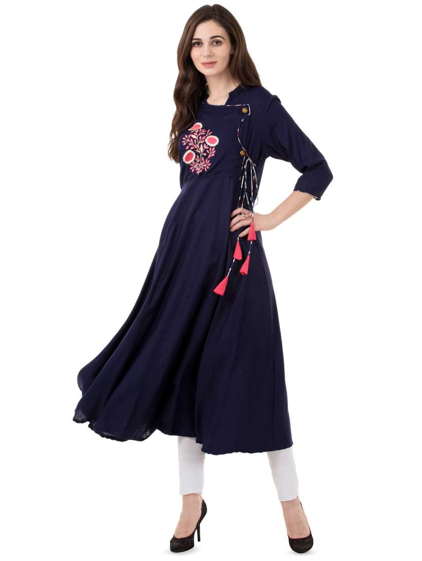 embroidered angrakha flared kurta
