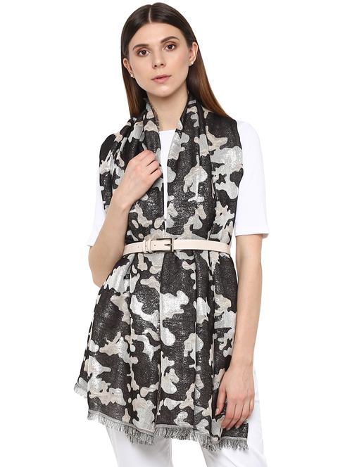 black cotton stole - 16336166 - Standard Image - 0
