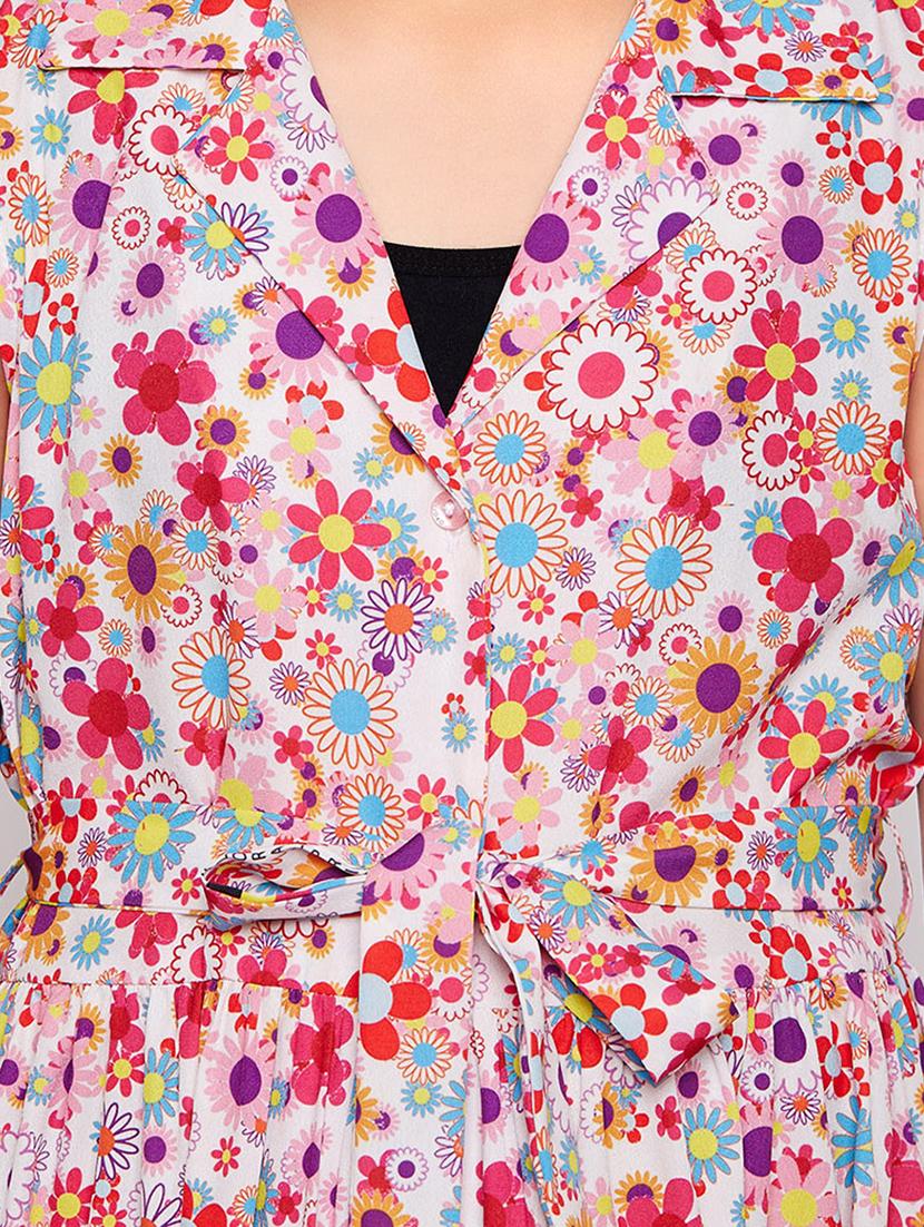 tie knot waist floral print dress - 16336409 - Standard Image - 4
