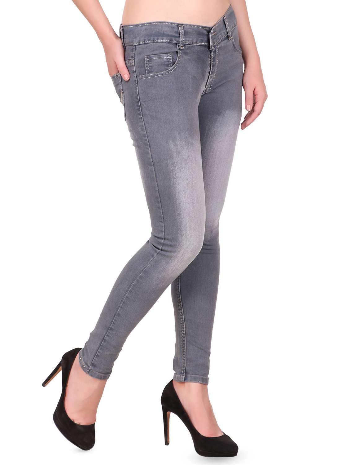 low rise stone washed jeans  - 16336416 -  Standard Image - 1