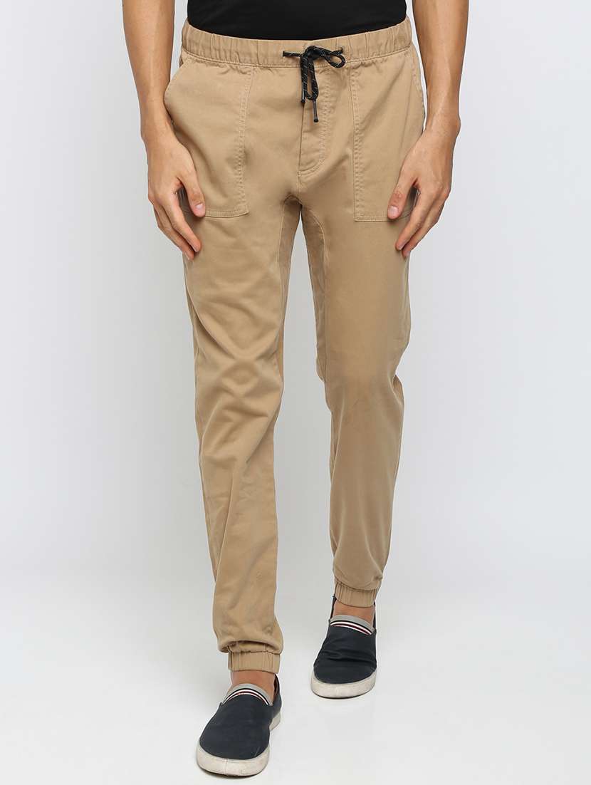 brown solid jogger